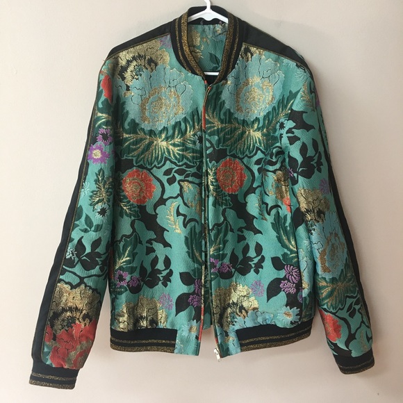 Topman Other - Topman jacquard brocade floral print bomber jacket